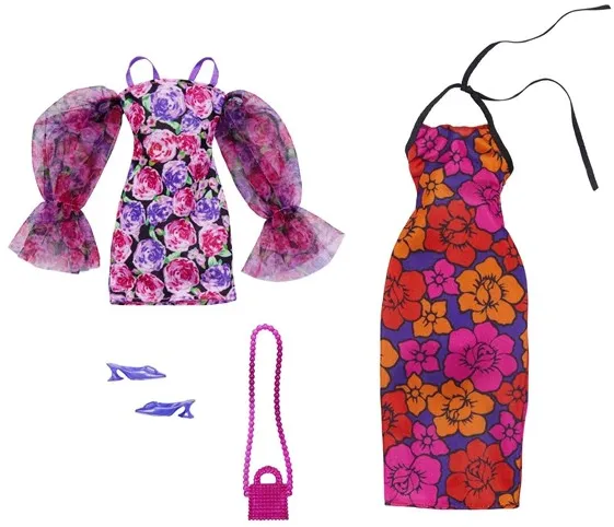 Barbie-Kleidung - Mode und Accessoires mit Blumenmotiv - Doppelpack für Puppen
