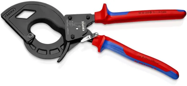 Knipex Kabelschneider (Ratschensystem, 3-stufig) schwarz atramentiert, mit Mehrkomponenten-Griff 320 mm