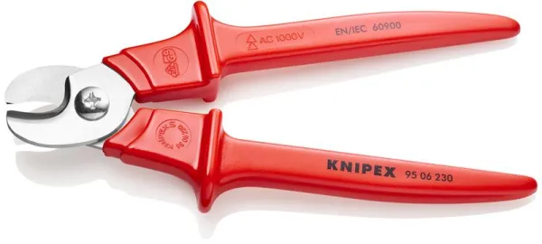Knipex Kabelschere Griff mit Kunststoff eingespritzt isoliert, mit Kunststoff eingespritzt, VDE-geprüft 230 mm
