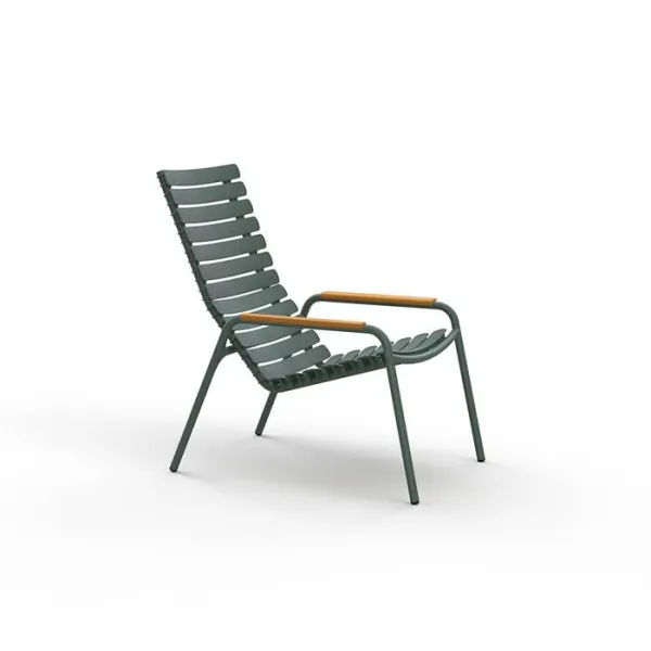 HOUE ReCLIPS Loungesessel aus recyceltem Kunststoff mit Bambus - Olive Green
