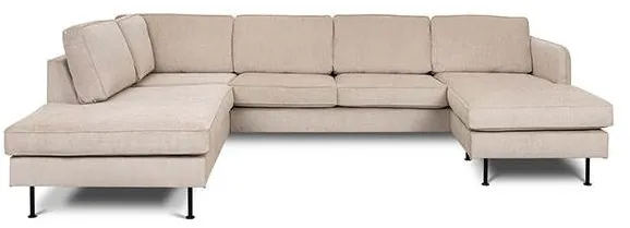 Læsø Sofa mit Chaiselongue und Open-End - 288 x 210 cm - beige Samt - rechtsgerichtet