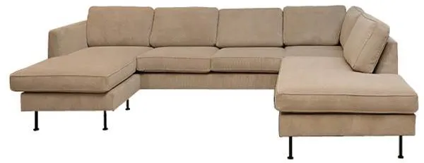 Thy Sofa mit Chaiselongue und Open-End - 305 x 210 cm - beiger Samt - linksgerichtet