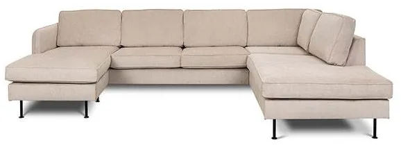 Læsø Sofa mit Chaiselongue und Open-End - 288 x 210 cm - beige Samt - linksseitig